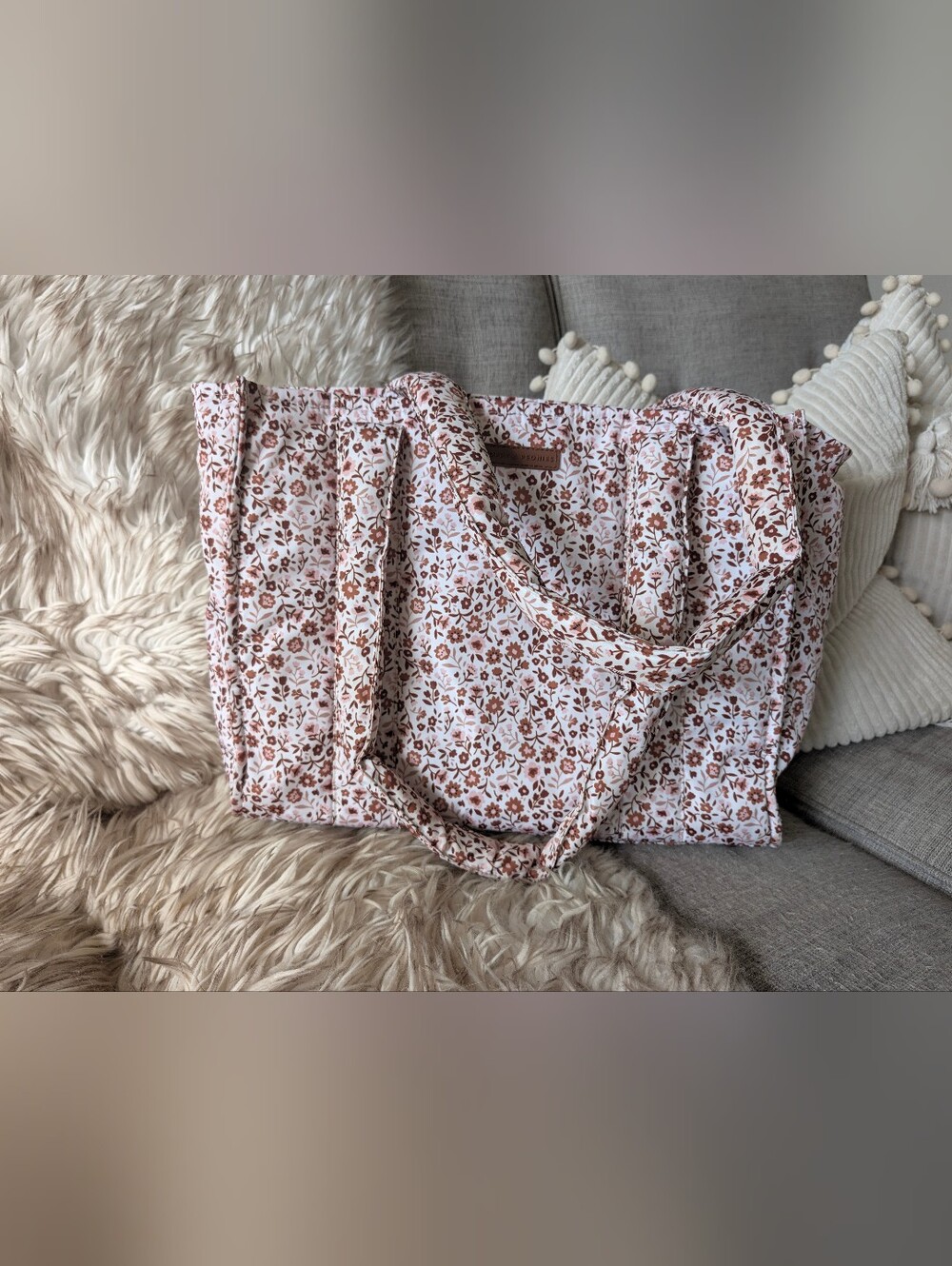 Poppy & Peonies Floral Quilted Tote Bag